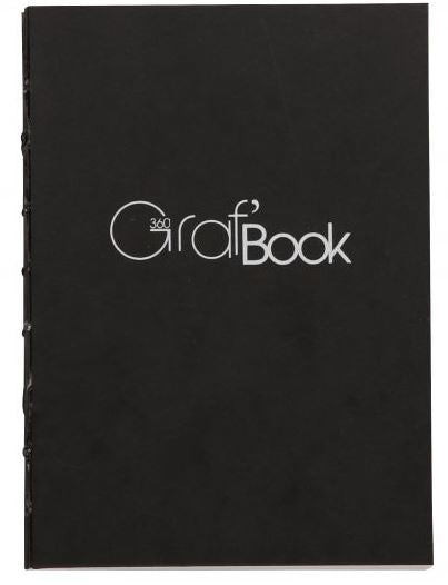 A black notebook with Graf'Book 360 imprinted on it.