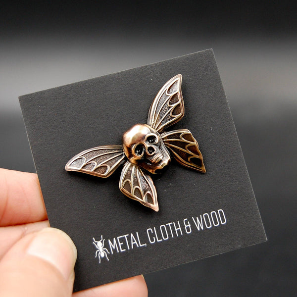 Spooky Butterfly Skull Brooch Pin