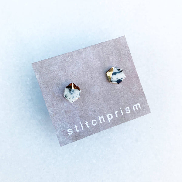 Studs - Geometric - Black Splatter (Gold)