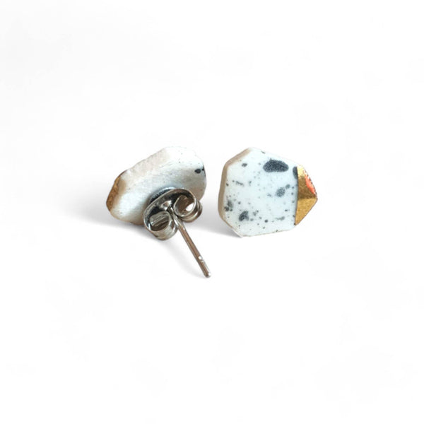 Studs - Geometric - Black Splatter (Gold)