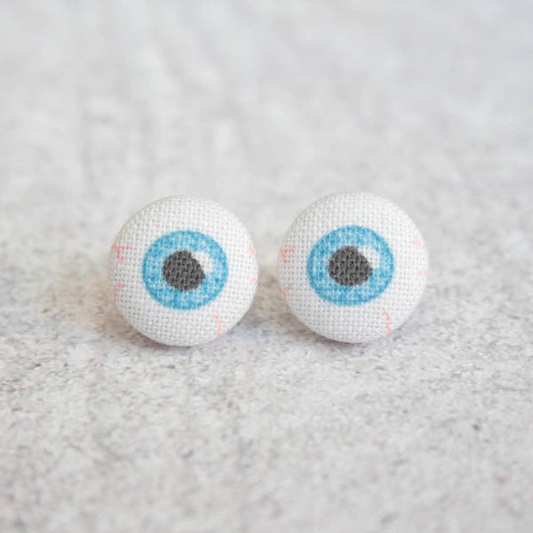Eyes Fabric Button Earrings