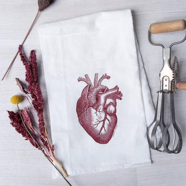 Custom Kitchen Towel | Anatomical Heart Flour Sack Tea Towel