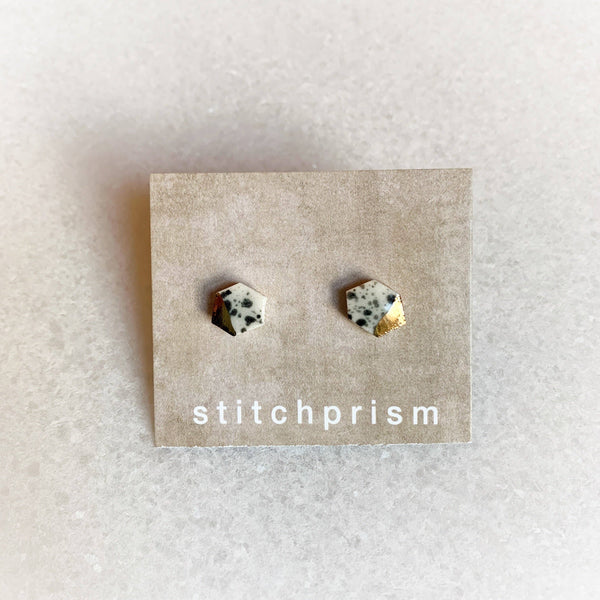 Studs - Geometric - Black Splatter (Gold)