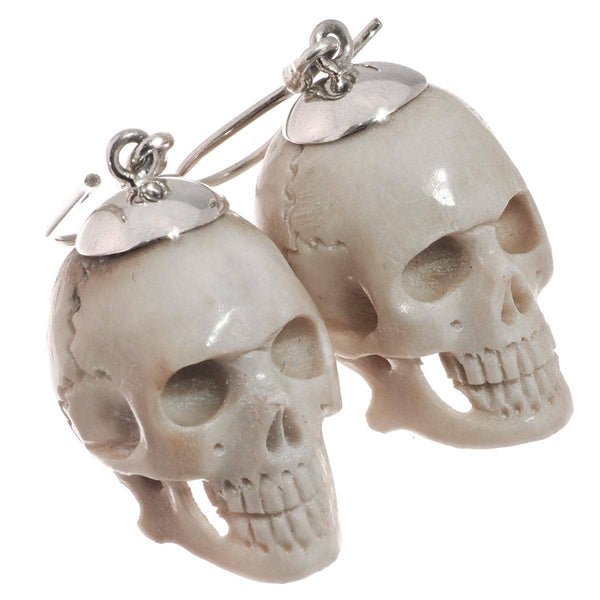 Hand Carved Deer Antler Skull on 925 Sterling Silver (large)
