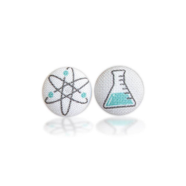 Science, Fabric Covered Button Earrings