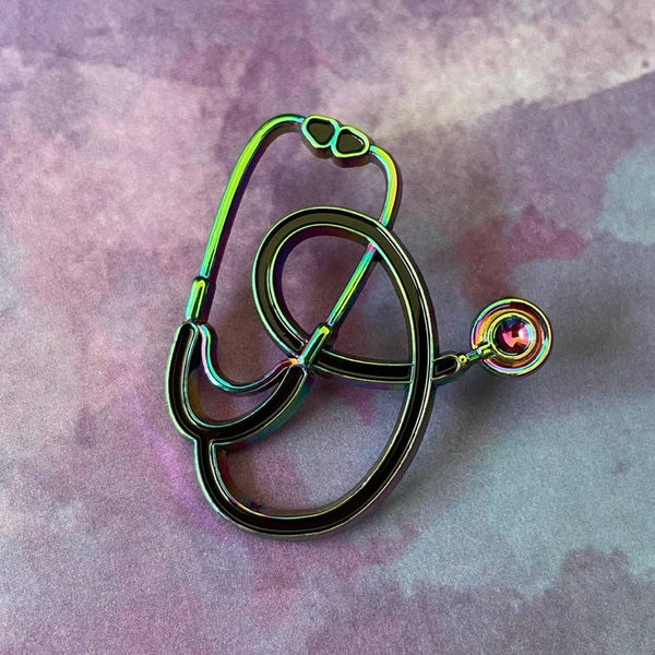 Stethoscope Pin - Rainbow Anodized