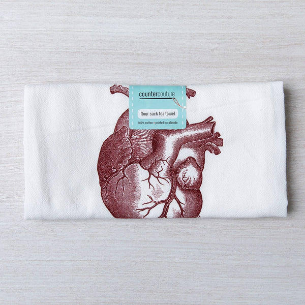 Custom Kitchen Towel | Anatomical Heart Flour Sack Tea Towel