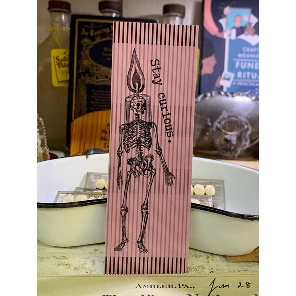 Stay Curious Candle Skeleton Bookmark