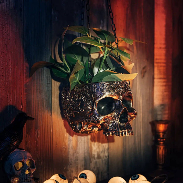 Skeleton  Hanging Skull Plant Planter Pot