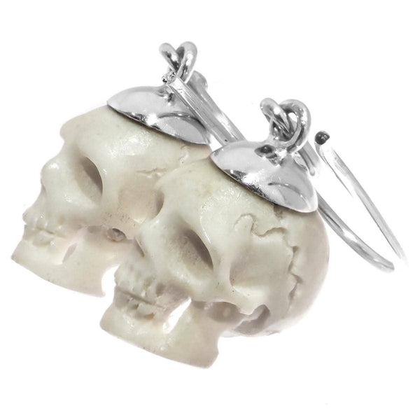 Hand Carved Deer Antler Skull on 925 Sterling Silver (small)