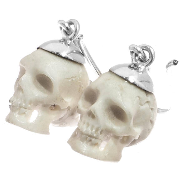 Hand Carved Deer Antler Skull on 925 Sterling Silver (small)