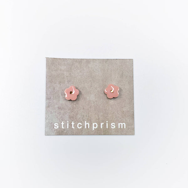 Studs - Tiny Flower - Pink + Gold