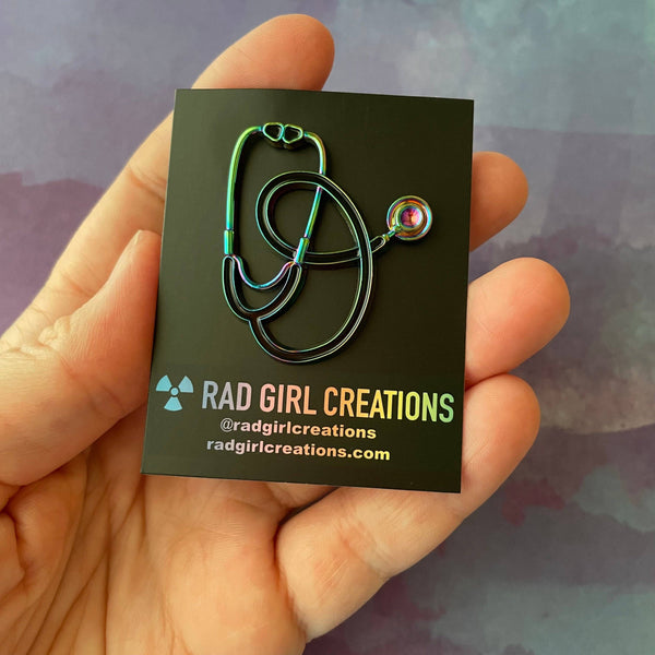 Stethoscope Pin - Rainbow Anodized