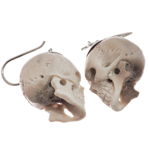 Hand Carved Deer Antler Skull on 925 Sterling Silver (large)
