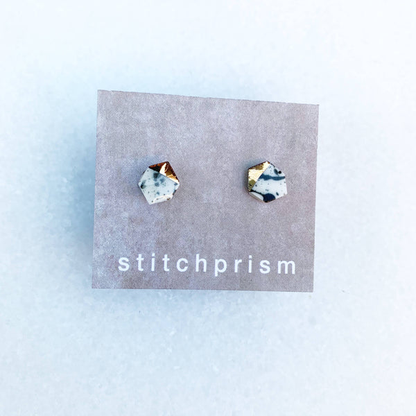 Studs - Geometric - Black Splatter (Gold)