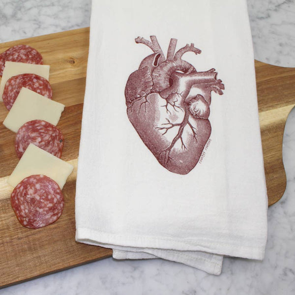 Custom Kitchen Towel | Anatomical Heart Flour Sack Tea Towel
