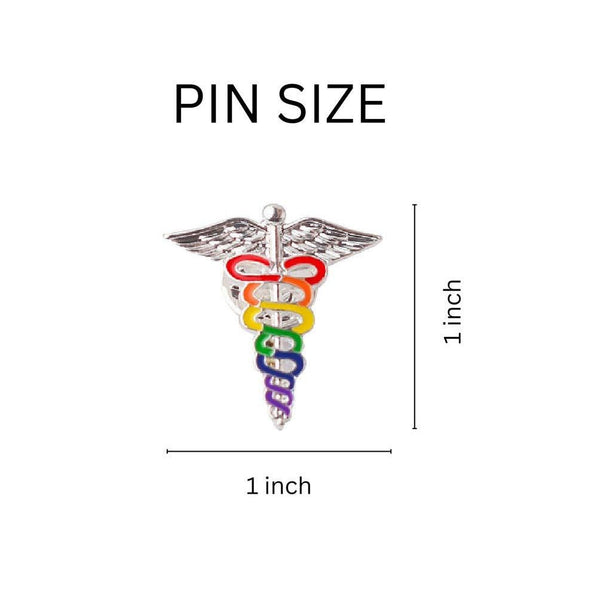 Pride Rainbow Caduceus Pins
