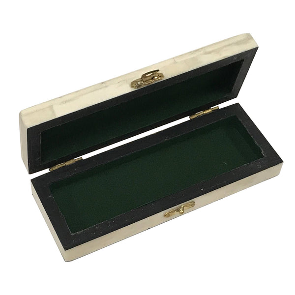 Skeleton-on-Coffin Black Scrimshaw Ox Bone Box | Storage