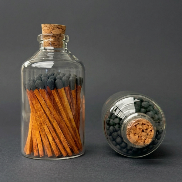 Mutter Museum Dark Wood Black Tipped Matches in Apothecary Jar
