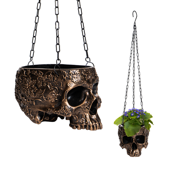 Skeleton  Hanging Skull Plant Planter Pot
