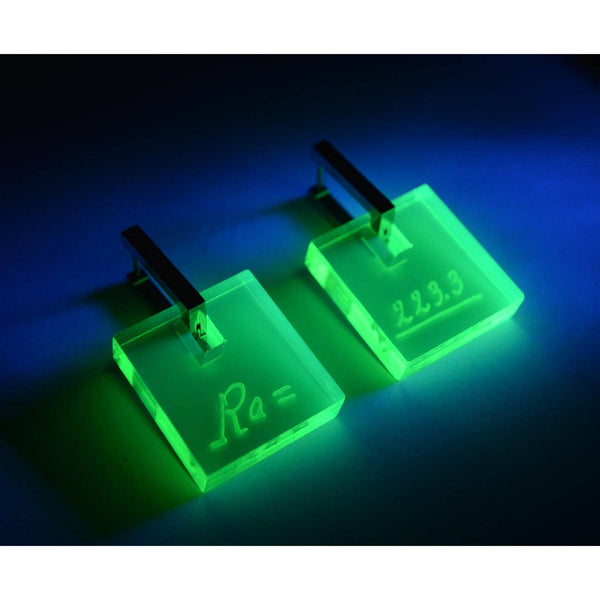 Marie Curie Earrings - Handwriting - Radium Glow