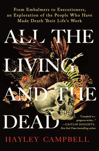 A black cover with white text over a colorful photo of a skull, crow, and various flora.
