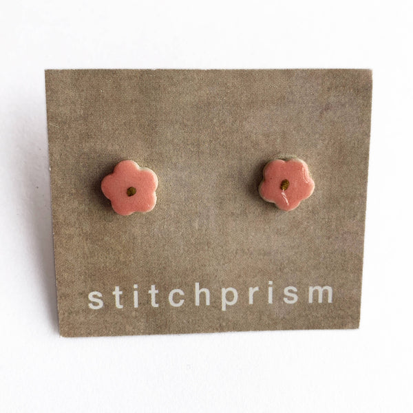 Studs - Tiny Flower - Pink + Gold