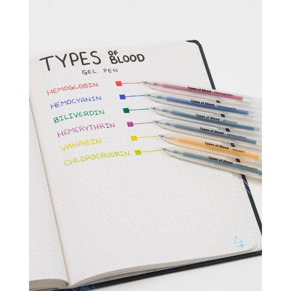 Types of Blood Neon Gel Pens Pack