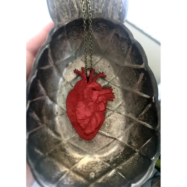Anatomical Heart Wood Curio Necklace - Small