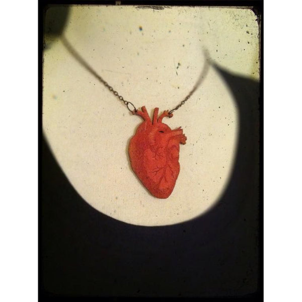Anatomical Heart Wood Curio Necklace - Small