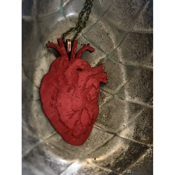Anatomical Heart Wood Curio Necklace - Small