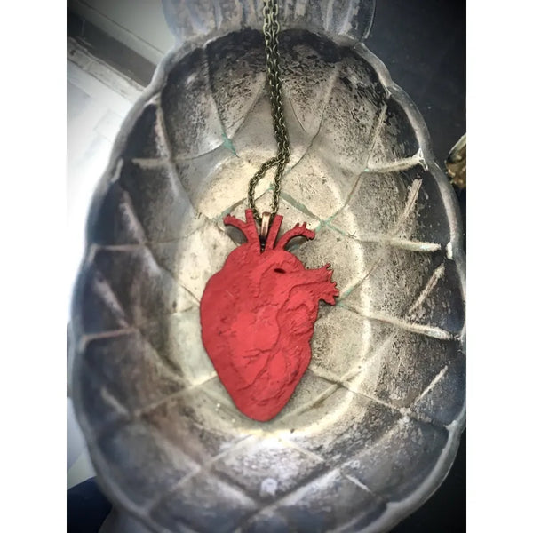 Anatomical Heart Wood Curio Necklace - Small