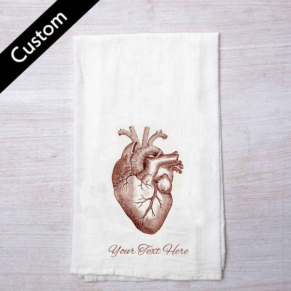 Custom Kitchen Towel | Anatomical Heart Flour Sack Tea Towel