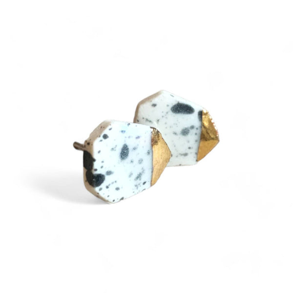 Studs - Geometric - Black Splatter (Gold)
