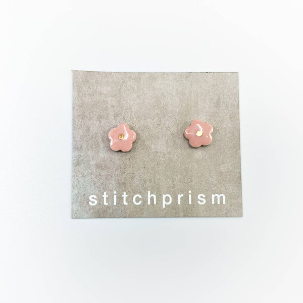 Studs - Tiny Flower - Pink + Gold