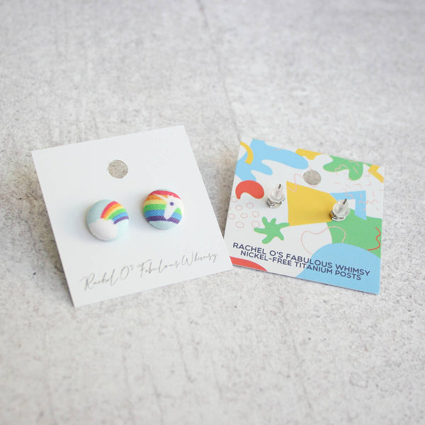 Anatomical Man Scientific Fabric Button Earrings