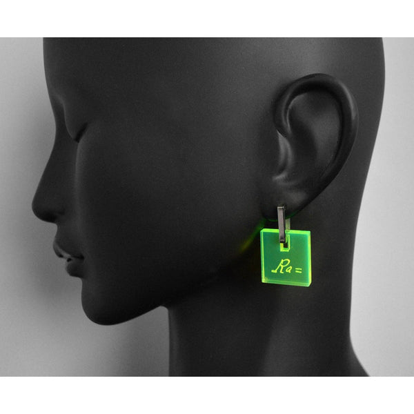 Marie Curie Earrings - Handwriting - Radium Glow