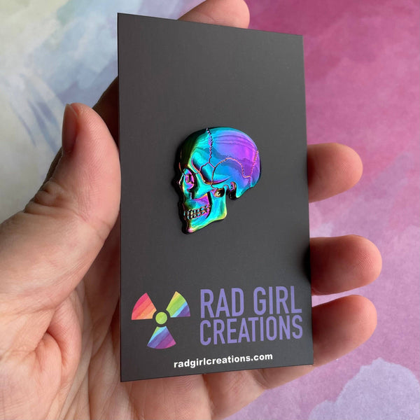 3D Textbook Anatomy Skull Pin - Rainbow Anodized!
