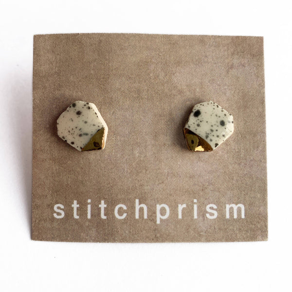 Studs - Geometric - Black Splatter (Gold)