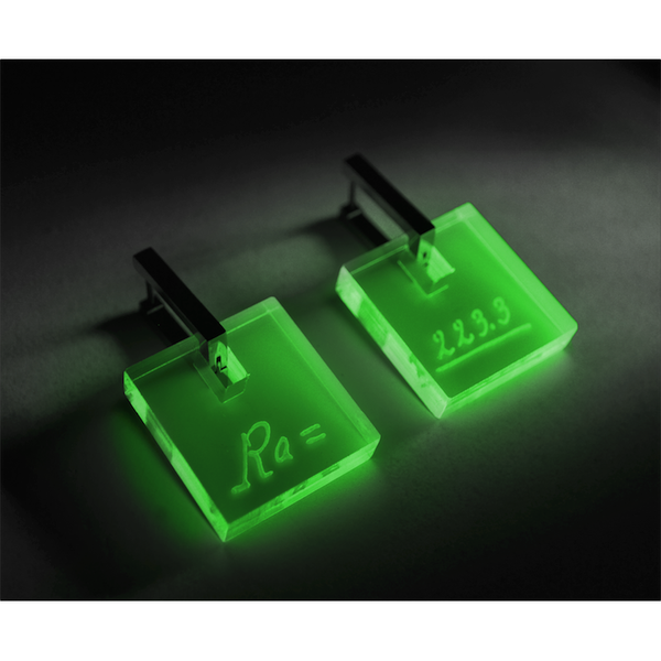 Marie Curie Earrings - Handwriting - Radium Glow