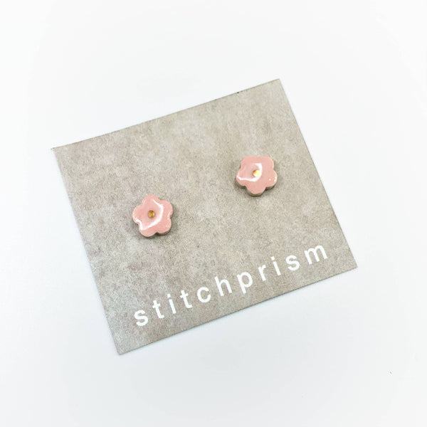 Studs - Tiny Flower - Pink + Gold