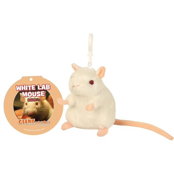 White Lab Mouse Plush Keychain