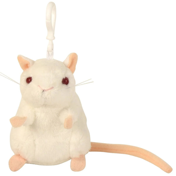 White Lab Mouse Plush Keychain