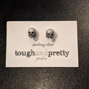 Tiny Sterling Silver Skull Stud Earrings