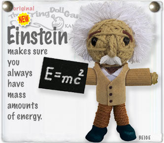 Keychain made of string depicting Albert Einstein.