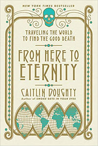 A cream colored cover with gold lettering and outlines. There is a dissected depiction of the world with green land and a green skull at the top.