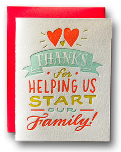 Thanks for Helping Us Start Our Family Card