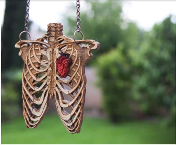 Rib Cage Wood Necklace