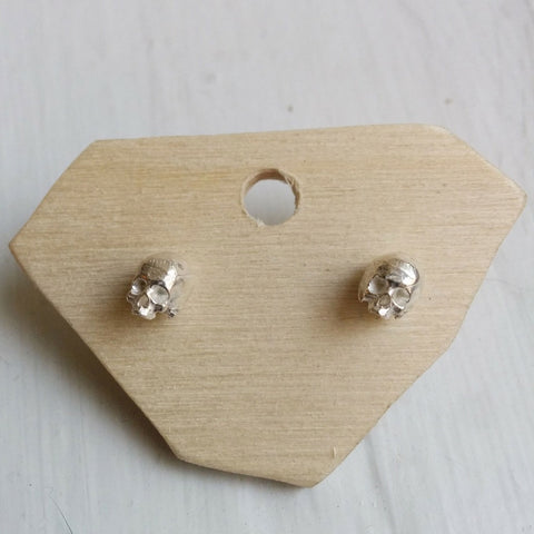 Sterling Silver Skull Stud Earrings